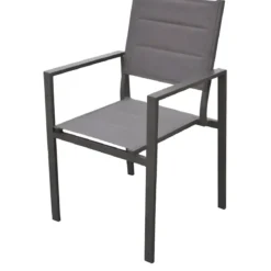 Sedia con Braccioli da Esterno Antracite Struttura Alluminio Textilene