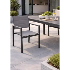 Sedia con Braccioli da Esterno Antracite Struttura Alluminio Textilene