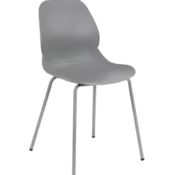 Sedia Cucina Moderna in Plastica Grigio con Gambe in Metallo Grigio
