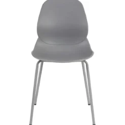 Sedia Cucina Moderna in Plastica Grigio con Gambe in Metallo Grigio