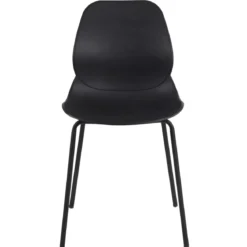 Sedia Cucina Moderna in Plastica Nero con Gambe in Metallo Nero