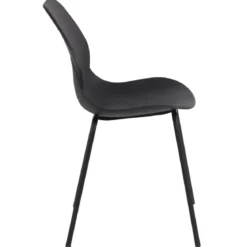 Sedia Cucina Moderna in Plastica Nero con Gambe in Metallo Nero