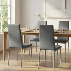 Sedia Cucina Moderna Metallo Grigio Seduta Imbottita Schienale Alto