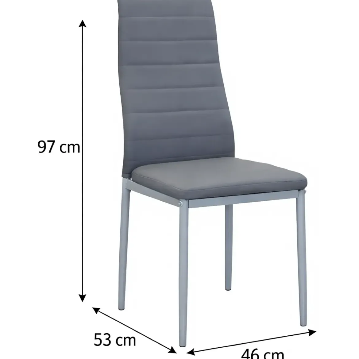 Sedia Cucina Moderna Metallo Grigio Seduta Imbottita Schienale Alto