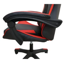 Sedia da Gaming in PVC con Imbottitura Nero e Rosso Reclinabile Girevole