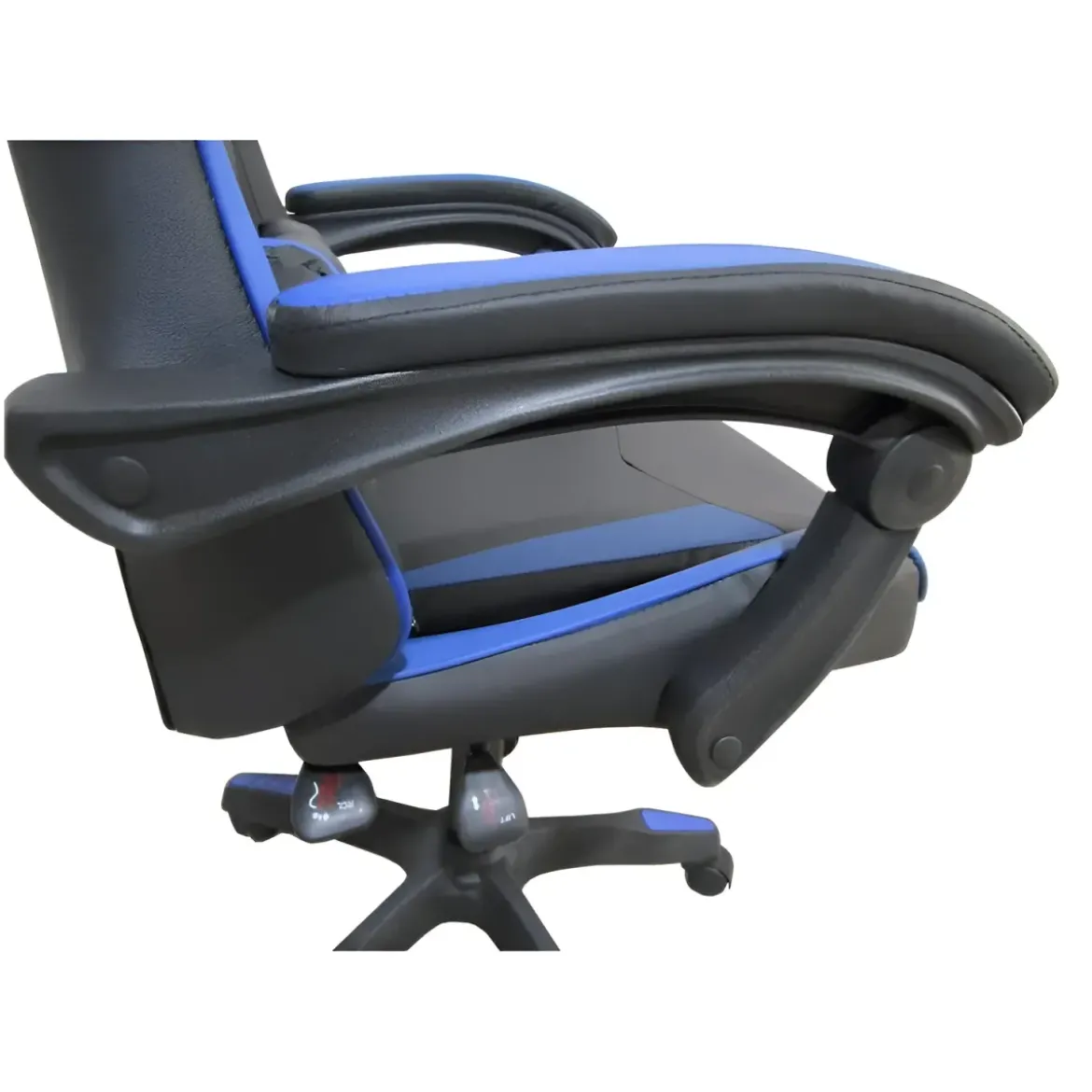 Sedia da Gaming in PVC con Imbottitura Nero e Blu Reclinabile Girevole