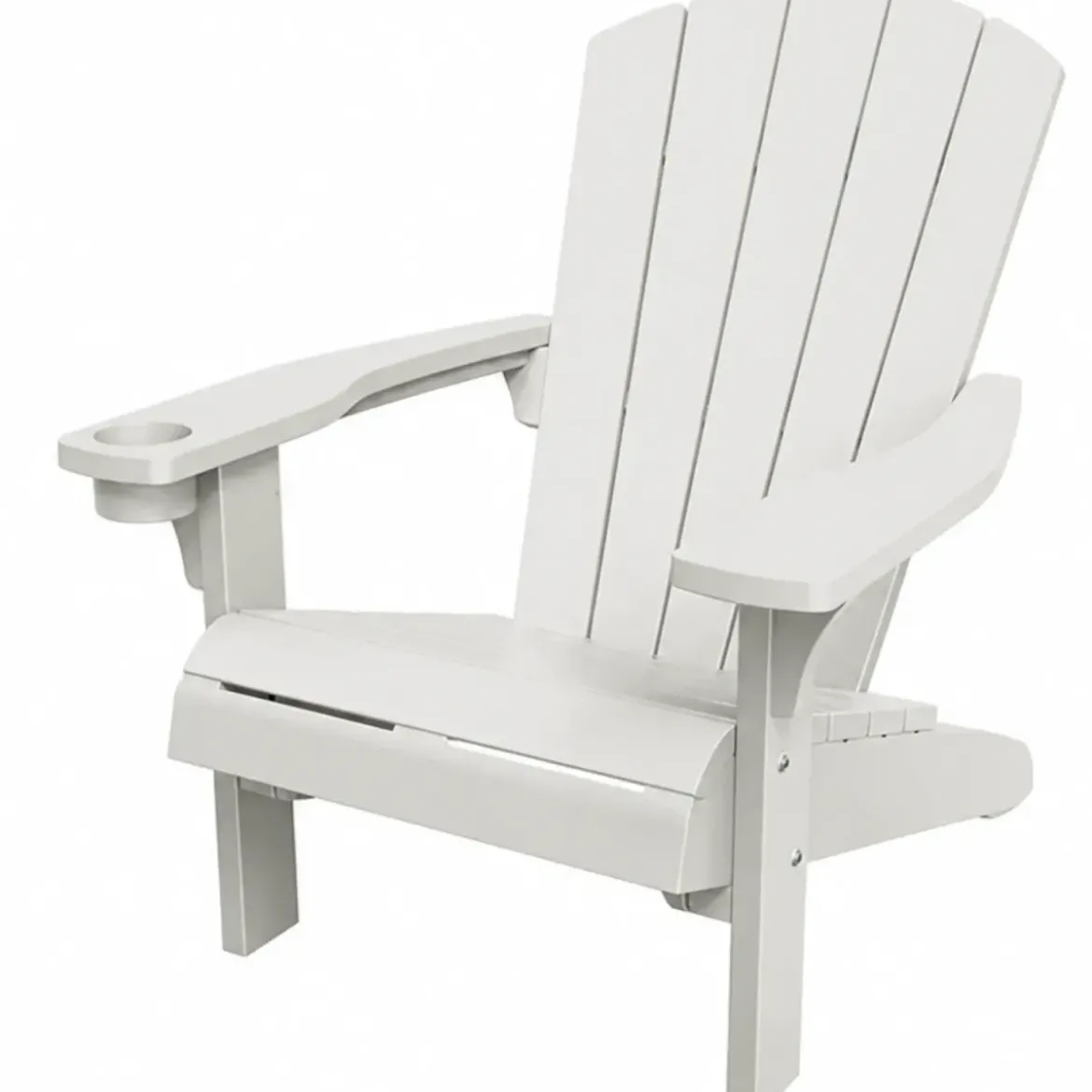 Sedia da Giardino Poltrona Keter Bianco Effetto Legno Porta Bicchiere