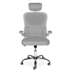 Sedia da Ufficio Ergonomica Grigio Schienale e Braccioli Regolabili