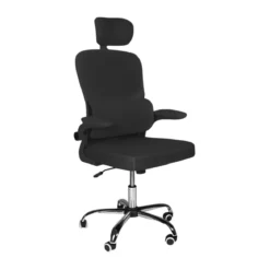 Sedia da Ufficio Ergonomica Nero in Rete con Braccioli e Poggiatesta