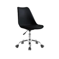 Sedia da Ufficio in Plastica Nero e Base Cromata