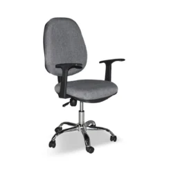 Sedia da Ufficio in Tessuto Grigio con Base Cromata