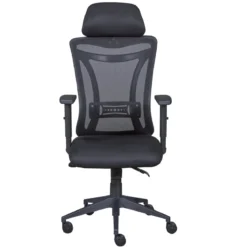 Sedia da Ufficio Nera in Rete Ergonomica con Ruote