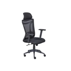 Sedia da Ufficio Nera in Rete Ergonomica con Ruote