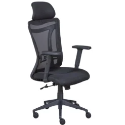 Sedia da Ufficio Nera in Rete Ergonomica con Ruote