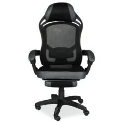 Sedia Gaming Ergonomica Nero Poggiapiedi Estensibile e Rete Traspirante