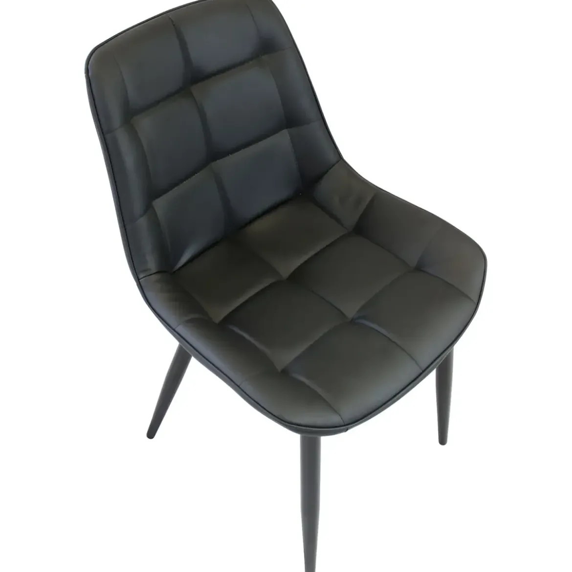 Sedia Imbottita Sala da Pranzo in Ecopelle Nero Moderna Gambe Metallo