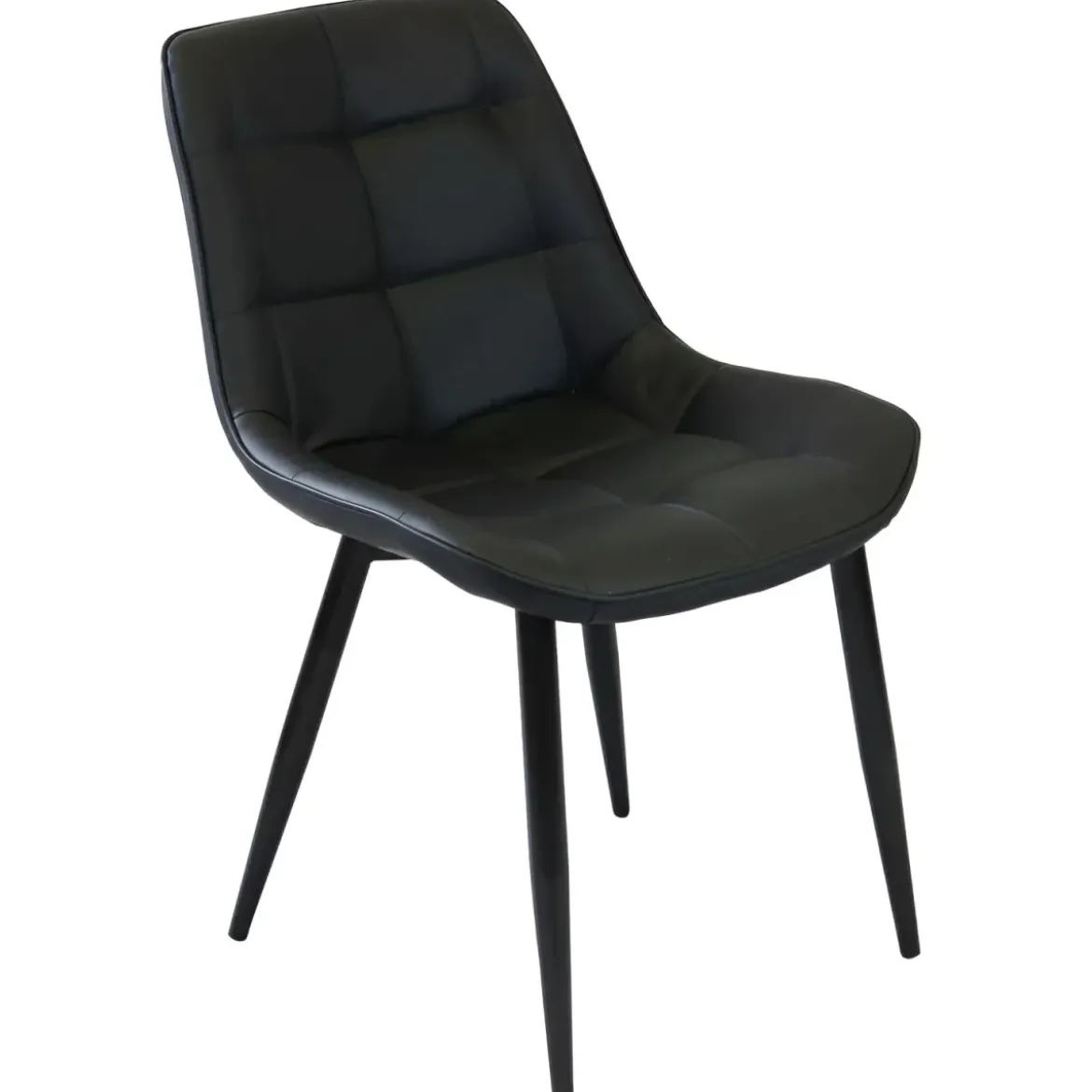 Sedia Imbottita Sala da Pranzo in Ecopelle Nero Moderna Gambe Metallo