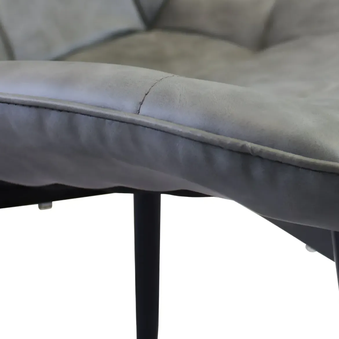 Sedia Imbottita Sala da Pranzo in Ecopelle Grigio Moderna Gambe Nere