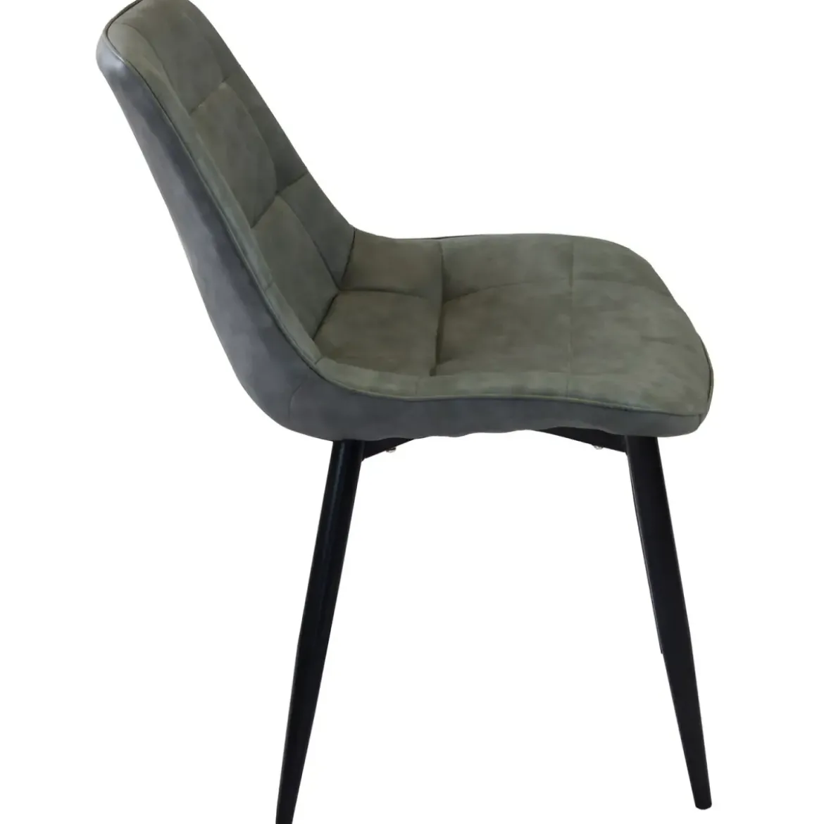 Sedia Imbottita Sala da Pranzo in Ecopelle Grigio Moderna Gambe Nere