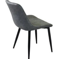 Sedia Imbottita Sala da Pranzo in Ecopelle Grigio Moderna Gambe Nere
