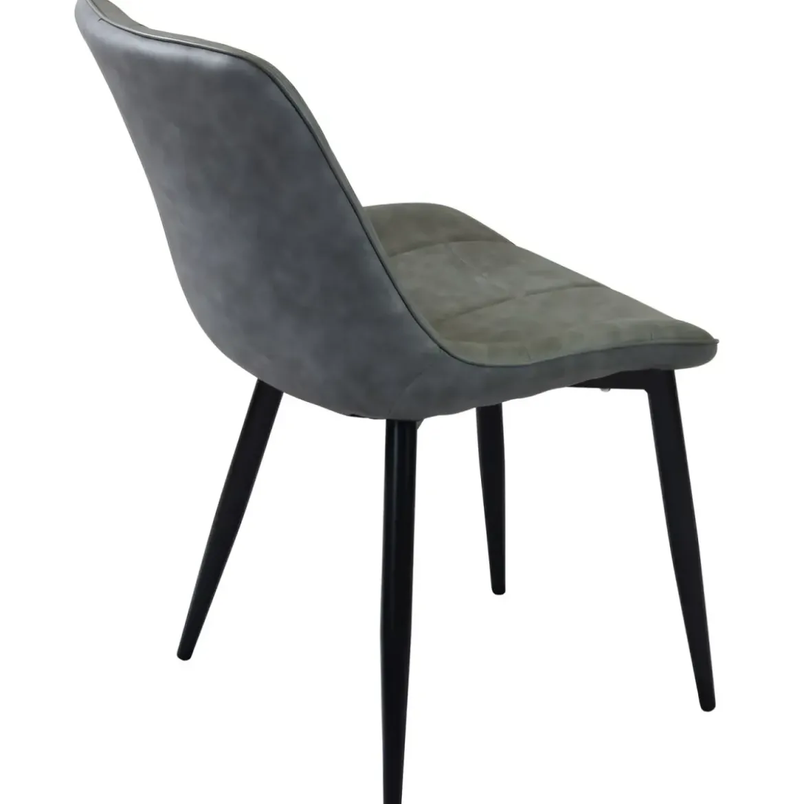 Sedia Imbottita Sala da Pranzo in Ecopelle Grigio Moderna Gambe Nere