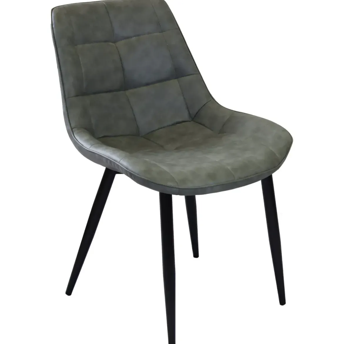 Sedia Imbottita Sala da Pranzo in Ecopelle Grigio Moderna Gambe Nere
