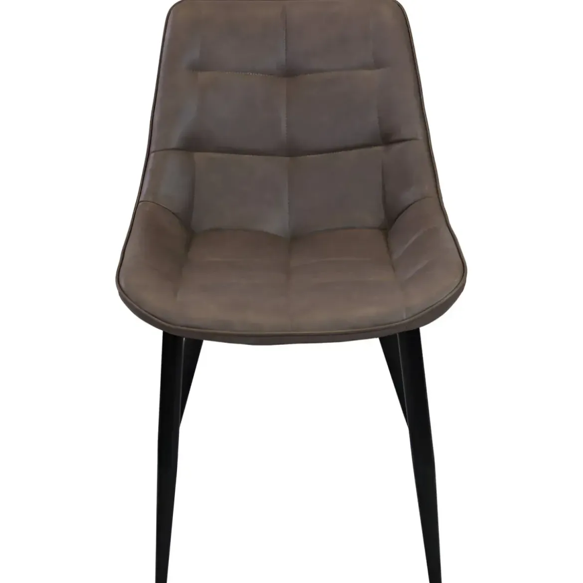Sedia Imbottita Sala da Pranzo in Ecopelle Marrone Moderna Gambe Nere
