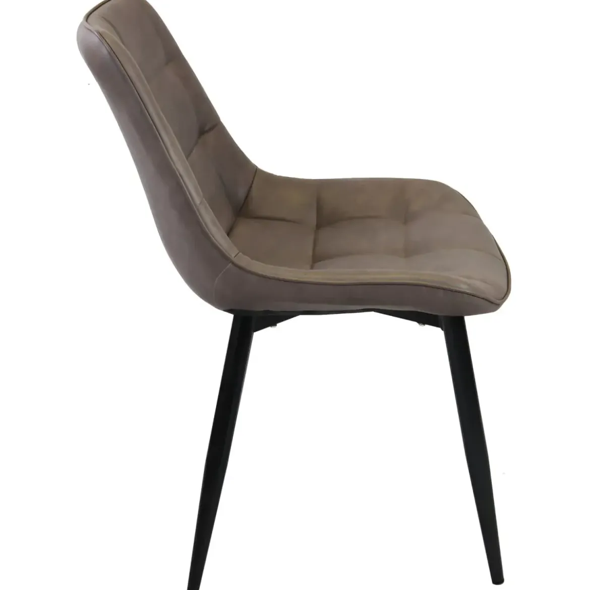 Sedia Imbottita Sala da Pranzo in Ecopelle Marrone Moderna Gambe Nere