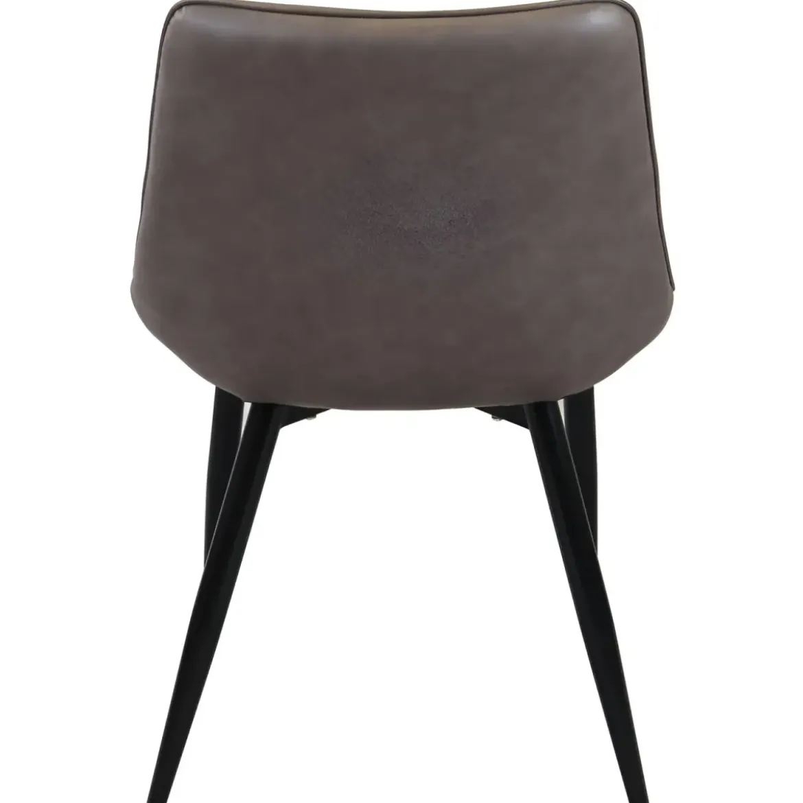 Sedia Imbottita Sala da Pranzo in Ecopelle Marrone Moderna Gambe Nere