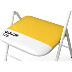 Sedia Pieghevole in Acciaio Bianco Seduta Imbottita Giallo da Interno