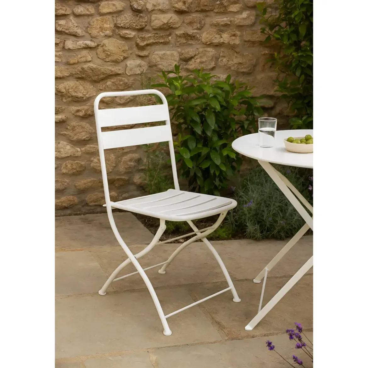 Sedia Pieghevole in Acciaio Bianco per Esterno e Interno 42x50x88 cm