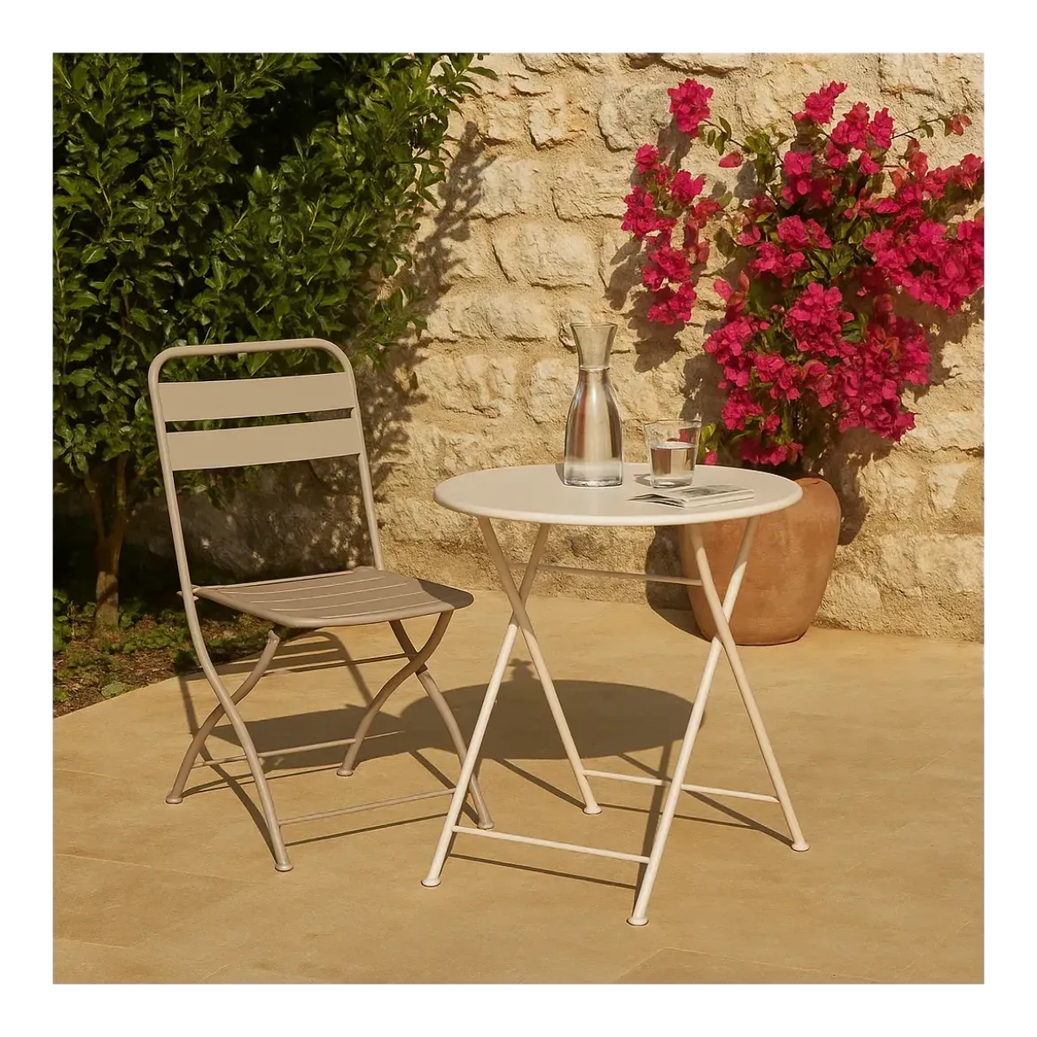 Sedia Pieghevole in Acciaio Tortora per Esterno e Interno 42x50x88 cm