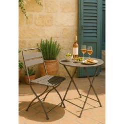 Sedia Pieghevole in Acciaio Taupe per Esterno e Interno 42x50x88 cm