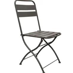 Sedia Pieghevole in Acciaio Taupe per Esterno e Interno 42x50x88 cm