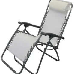 Sedia Sdraio Pieghevole in Textilene Beige da Spiaggia Giardino Balcone