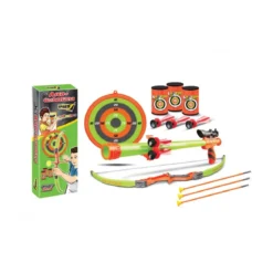 Set Arciere Arco Cerbottana 3 Barattoli Bambini 3 Frecce 5 Freccette + Bersaglio