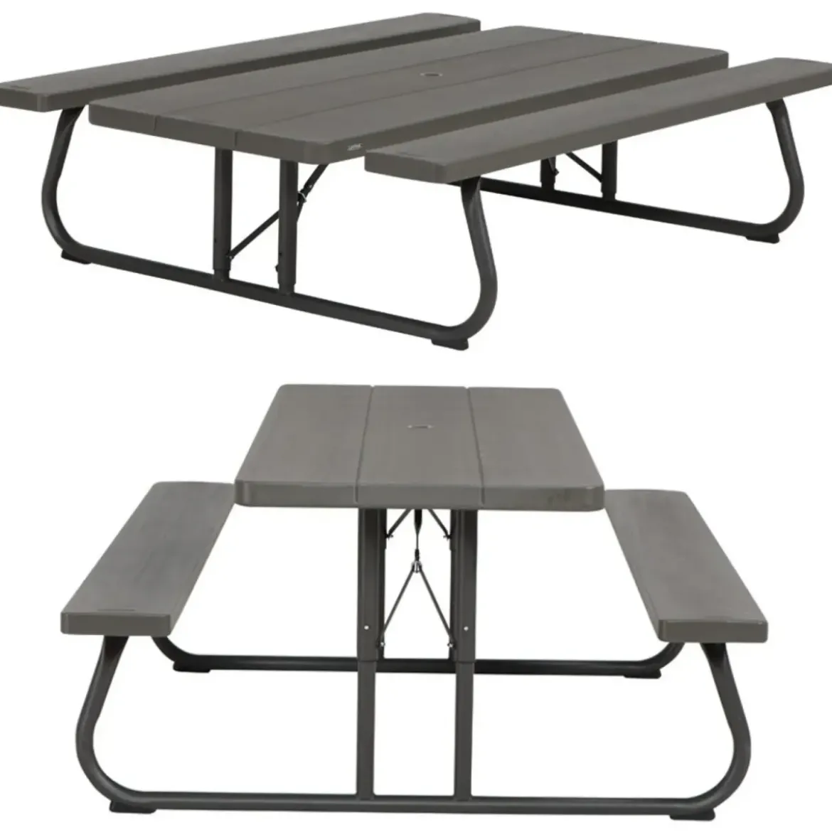 Set Birreria Richiudibile in Resina Tavolo 2 Panche Giardino Esterno Pieghevole