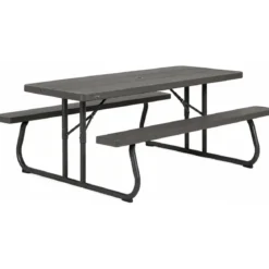 Set Birreria Richiudibile in Resina Tavolo 2 Panche Giardino Esterno Pieghevole