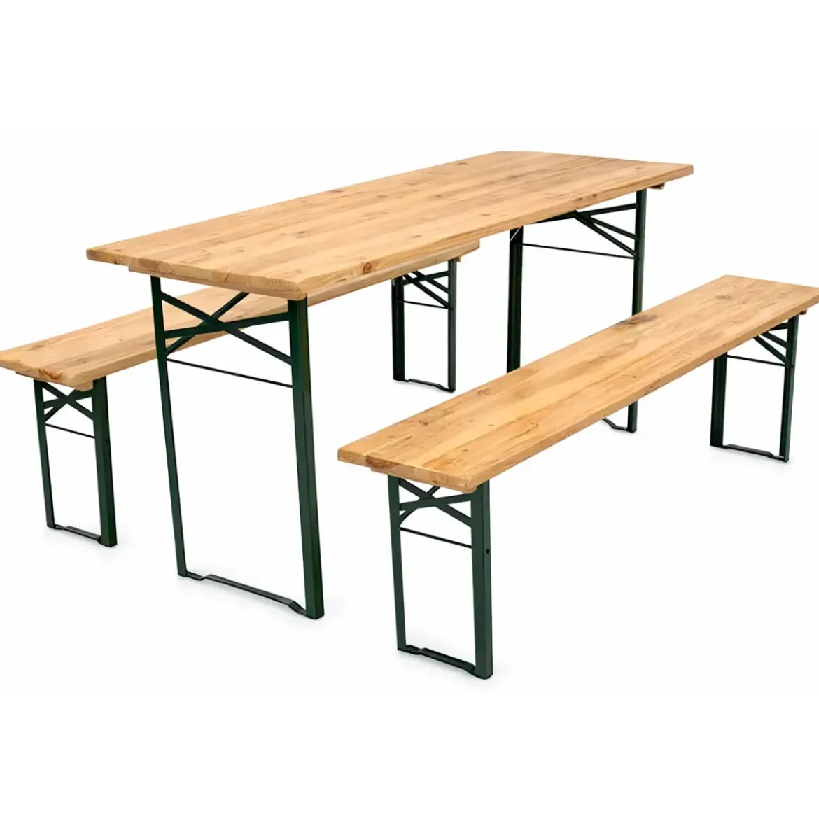 Set Birreria Tavolo 70x220 da Esterno in Legno con 2 Panche Pieghevole