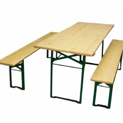 Set Birreria 220x80 in Legno Tavolo 2 Panche Gambe Richiudibili da Sagre Feste