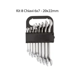 Set 8 Chiavi Inglesi Fisse Doppia Forchetta 6x7 20x22 mm Professionali Acciaio