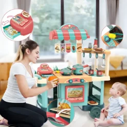 Set Cucina Giocattolo Fast Food per Bambini Completa con Accessori