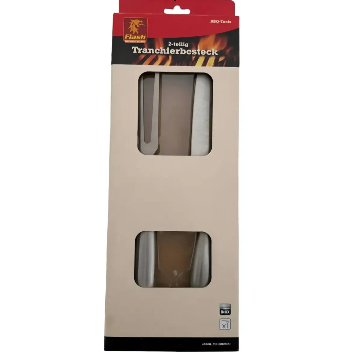 Set da Taglio per Barbecue Acciaio Inox Coltello Forchetta 33 cm