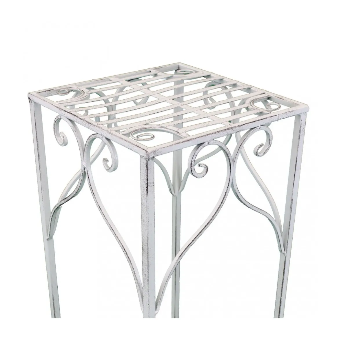 Set di 3 Fioriere per Piante Rettangolari Bianco in Metallo Antico