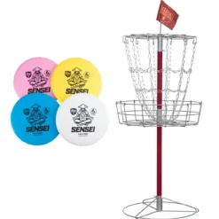 Set Disc Golf con Canestro da Esterno Completo con Dischi Colorati