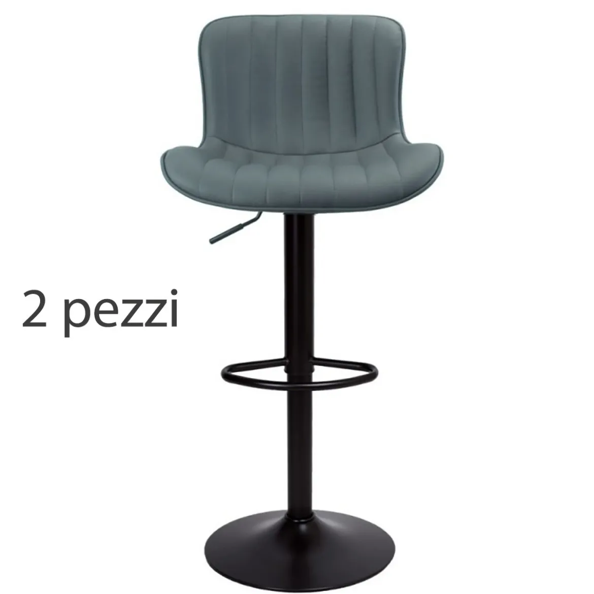 Set di 2 Sgabelli Altezza Regolabile con Seduta Grigio in Ecopelle da Bar
