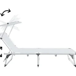 Set 2 Lettini Prendisole da Giardino Mare Pieghevoli Alluminio Bianco