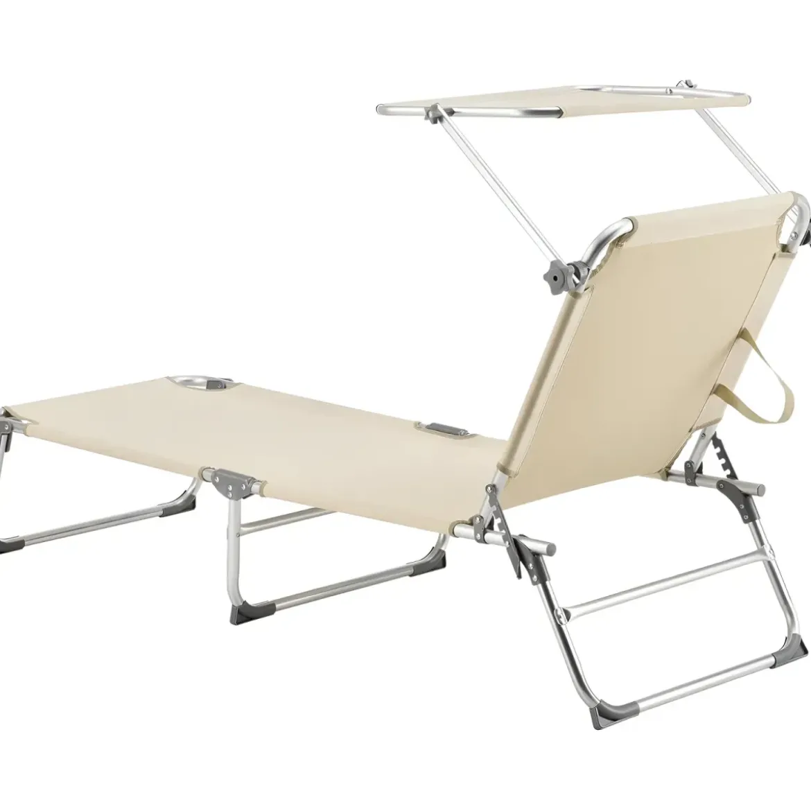 Set 2 Lettini Prendisole da Giardino Mare Pieghevoli Alluminio Beige