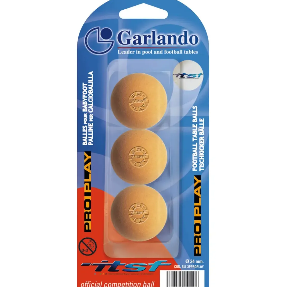 Set 3 Palline per Calciobalilla Biliardino Arancione Pro Play