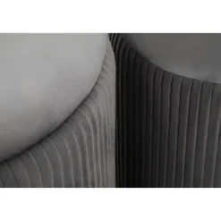Set Panca Contenitore con 2 Pouf in Velluto Grigio Oro Camera Salotto